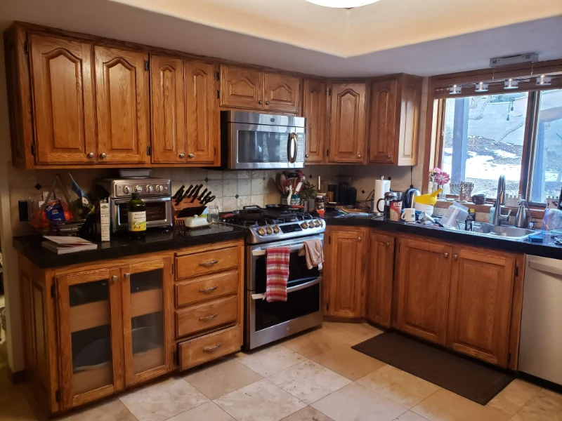 Kitchen renovation brown paint